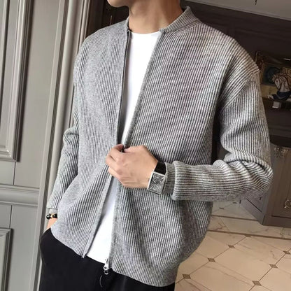 Ribbed Zip Knit Cardigan | Revangiol