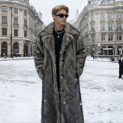 Ombre Lapel Midlength Fur Coat | Revangiol
