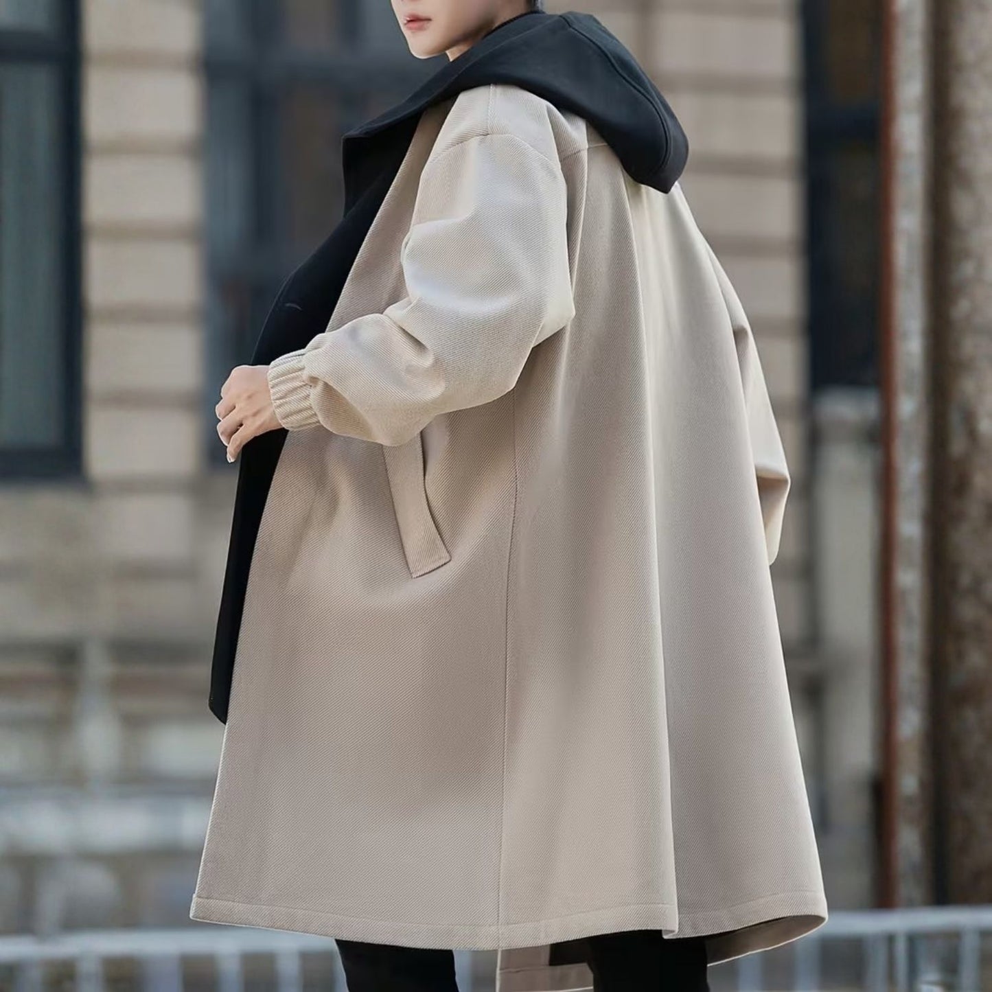 Color Block Hooded Over Coat | Revangiol