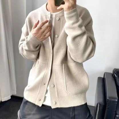 Round Neck Knit Cardigan | Revangiol
