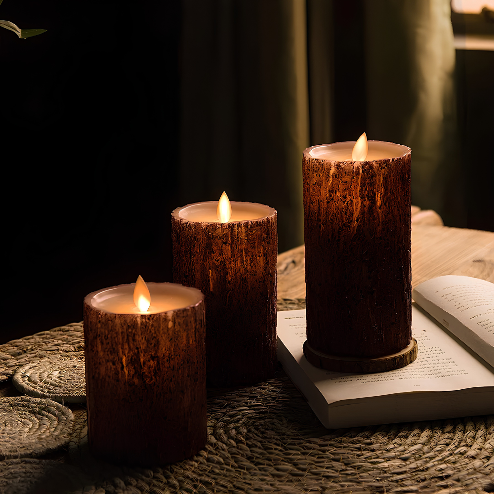 Wood Large Candles - 3 Pieces