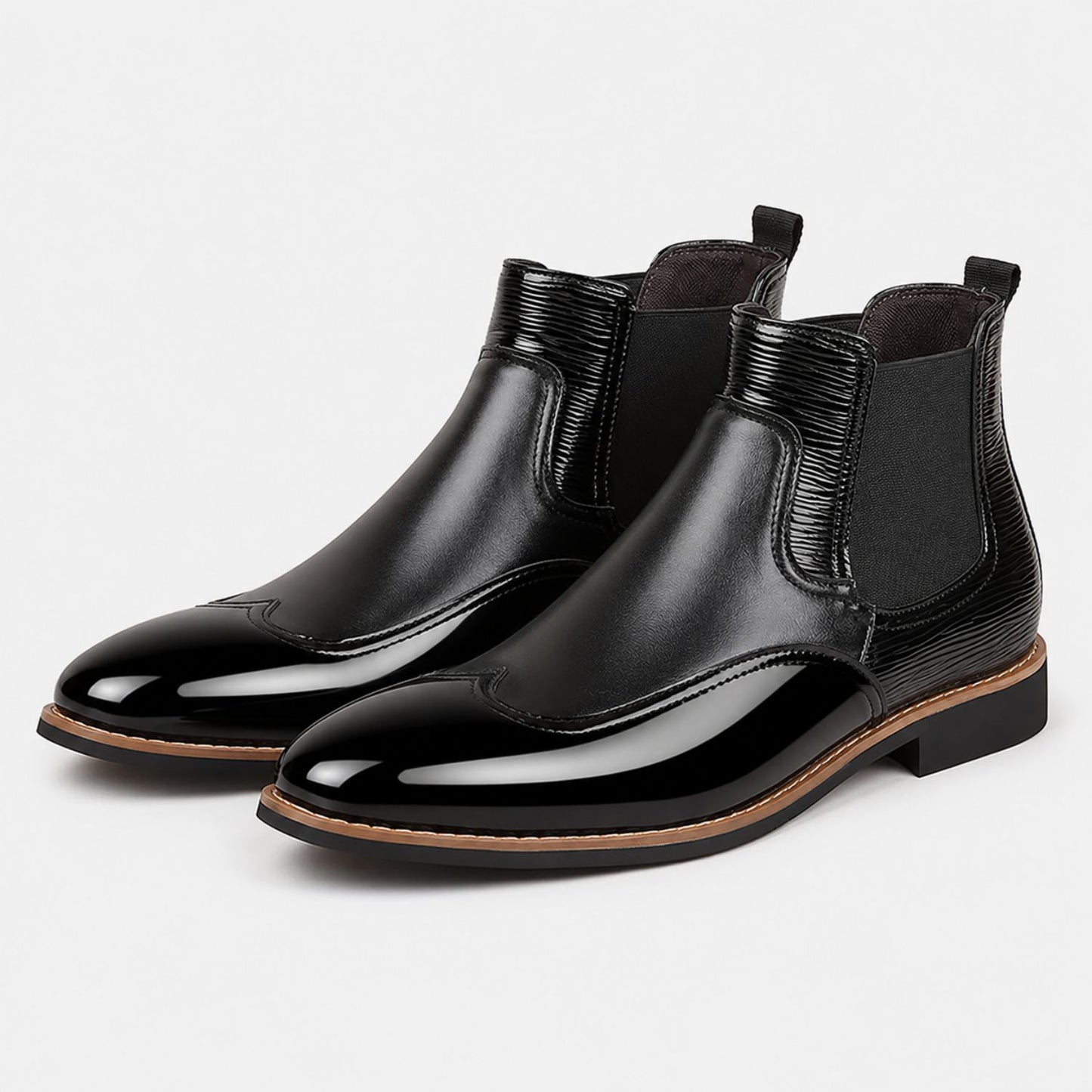 Glossy Leather Chelsea Boots | Revangiol