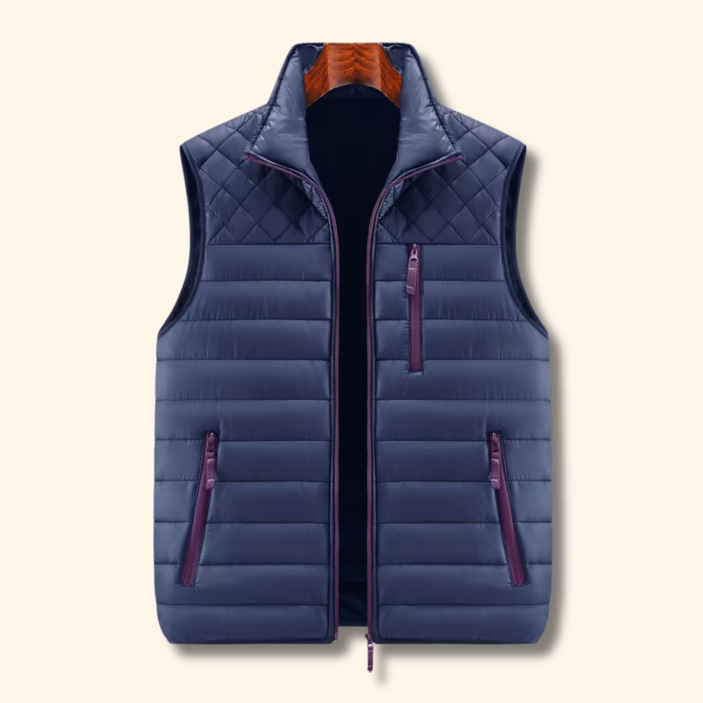 Quilted Stand Collar Puffer Vest | Revangiol