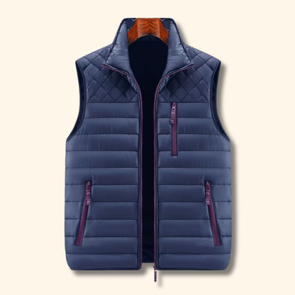 Quilted Stand Collar Puffer Vest | Revangiol