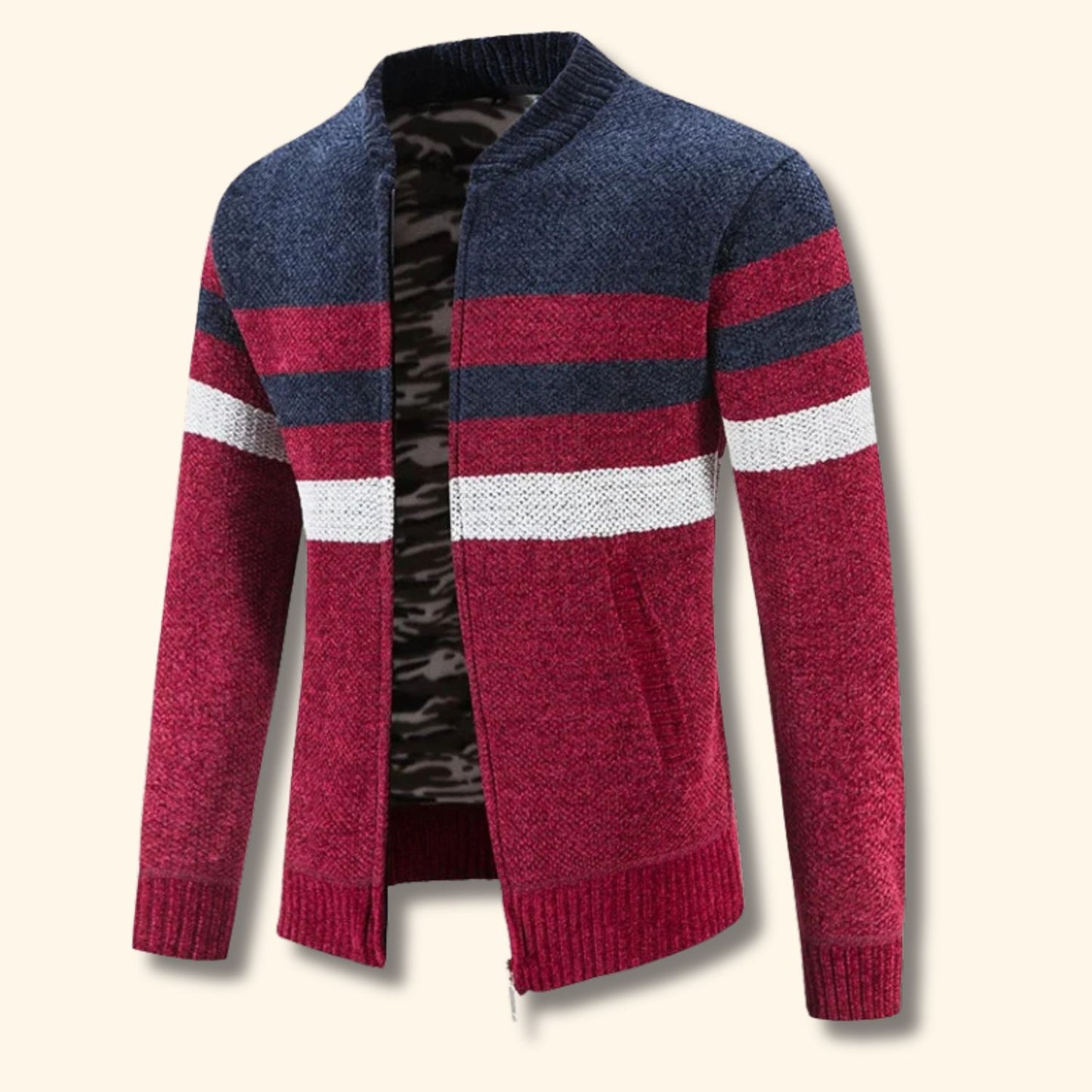 Striped Zip Knit Cardigan | Revangiol