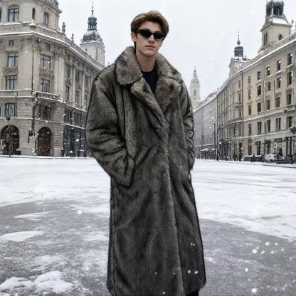 Ombre Lapel Midlength Fur Coat | Revangiol