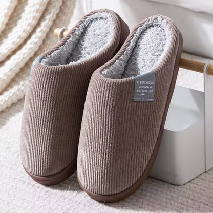 Ribbed Plush House Slippers | Revangiol