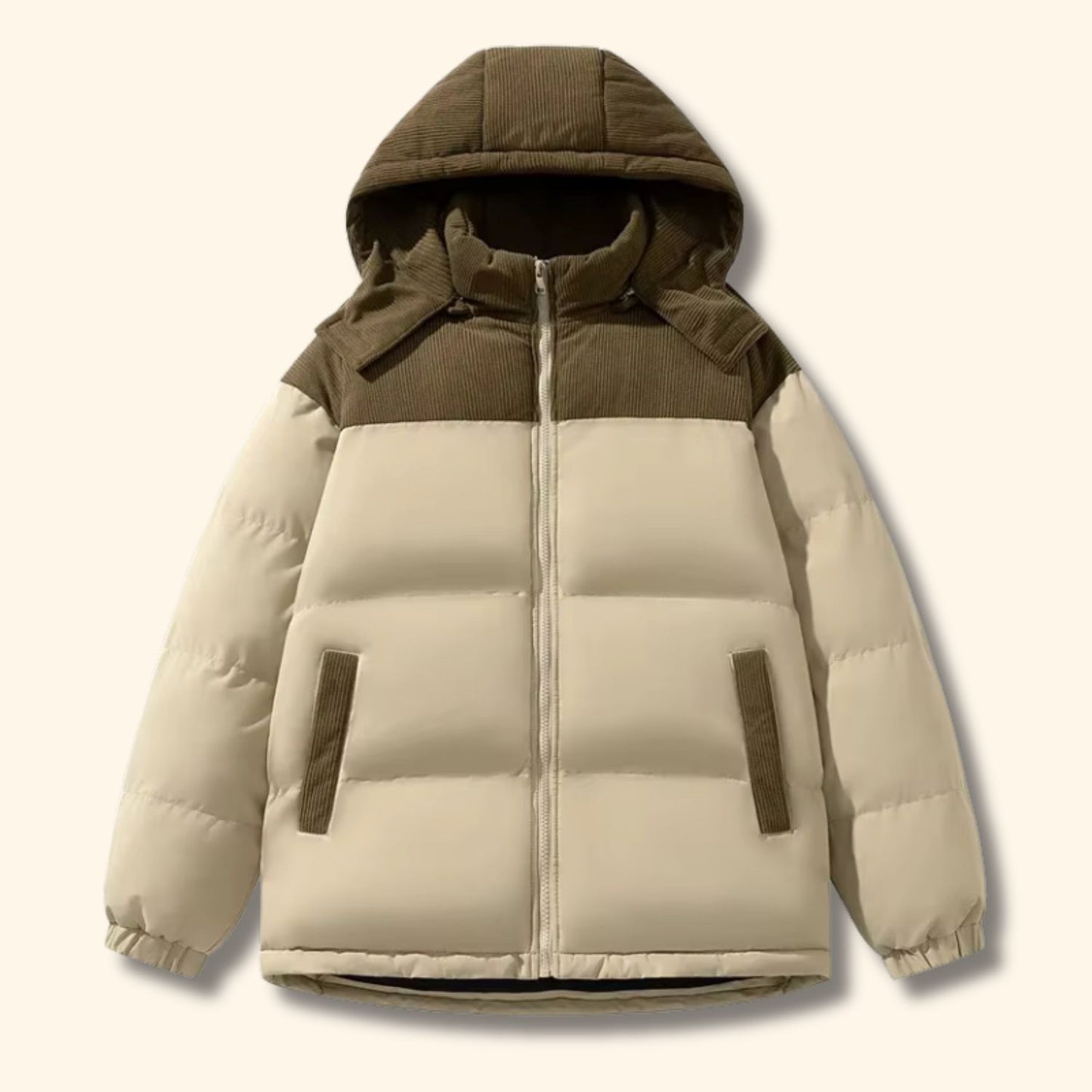 Corduroy Hooded Puffer Jacket | Revangiol