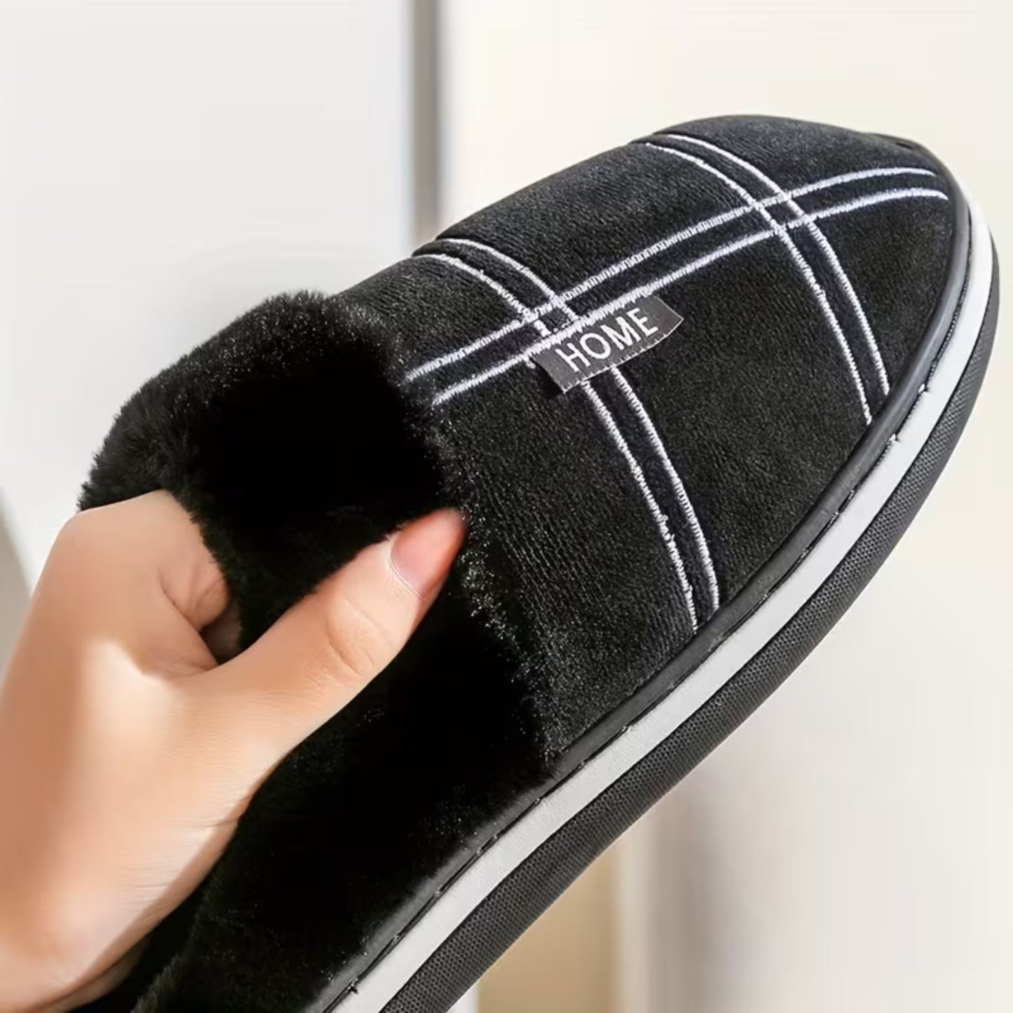 Padded Checked Fleece Slippers | Revangiol