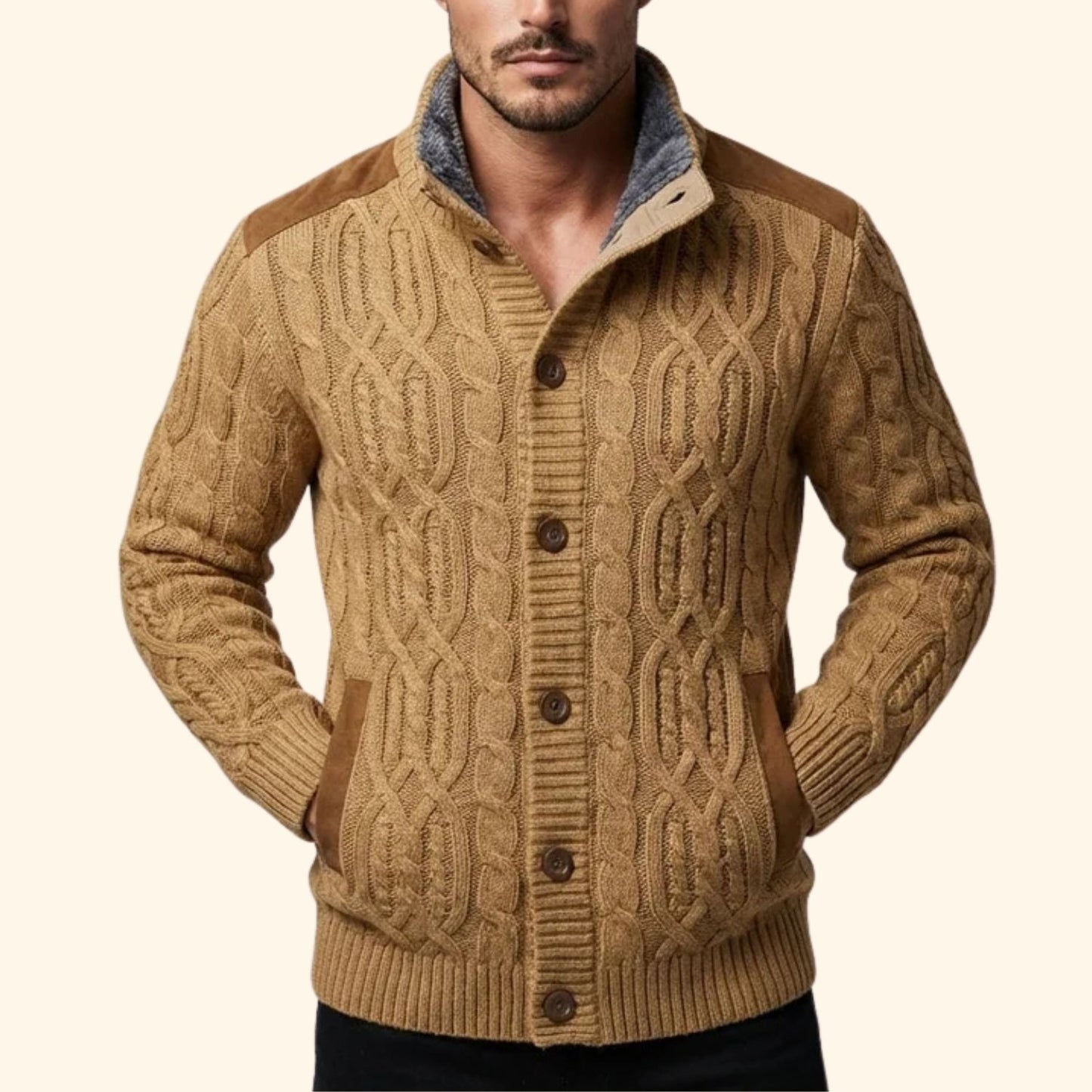 Sherpa Cable Knit Cardigan | Revangiol
