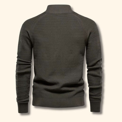 Textured Mandarin Collar Cardigan | Revangiol