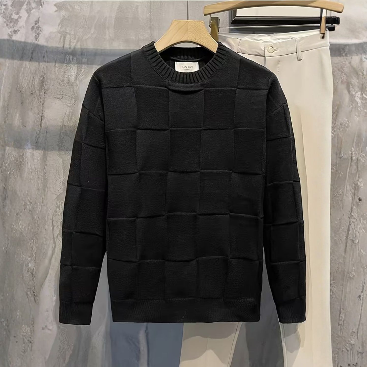 Textured Knit Crew Neck Sweater | Revangiol