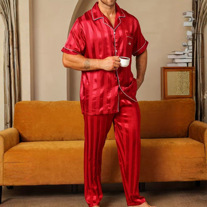 Jacquard Stripe Lapel Pajama Set | Revangiol
