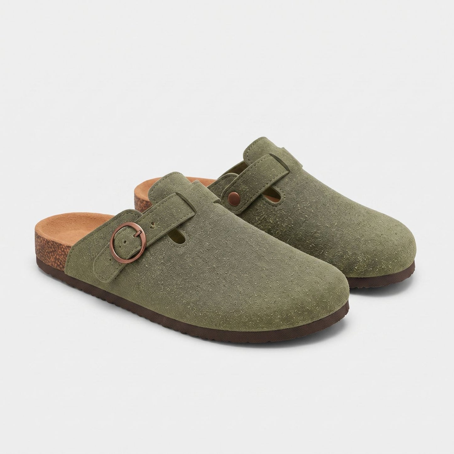 Suede Look Buckle Clogs | Revangiol