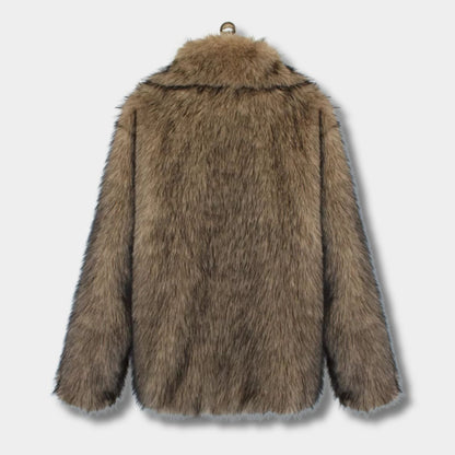 Wide-Lapel Faux Fur Jacket | Revangiol