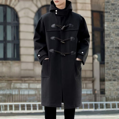 Hooded Toggle Button Over Coat | Revangiol