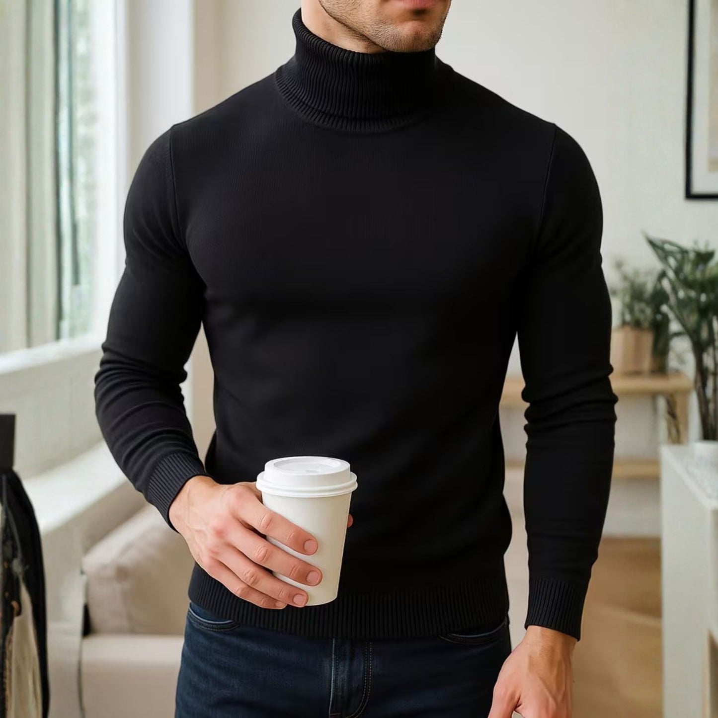 Solid High Neck Turtleneck | Revangiol