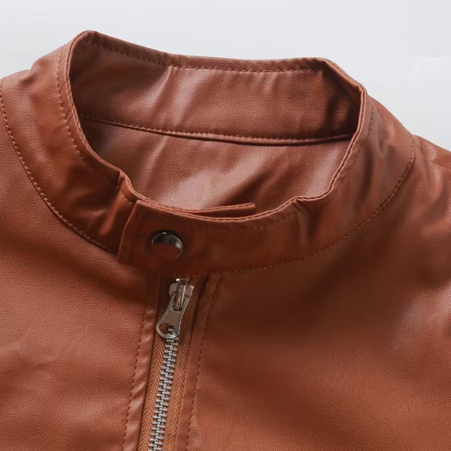 Heritage Stand Collar Leather Jacket | Revangiol
