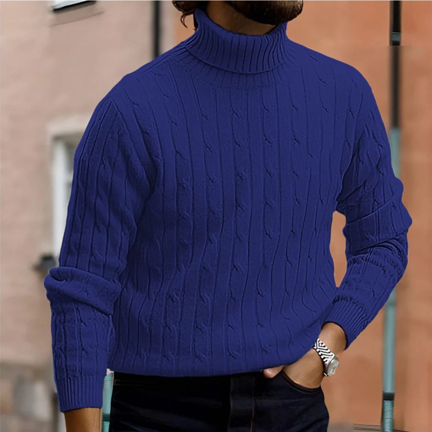 Cable Turtleneck Knit Sweater | Revangiol