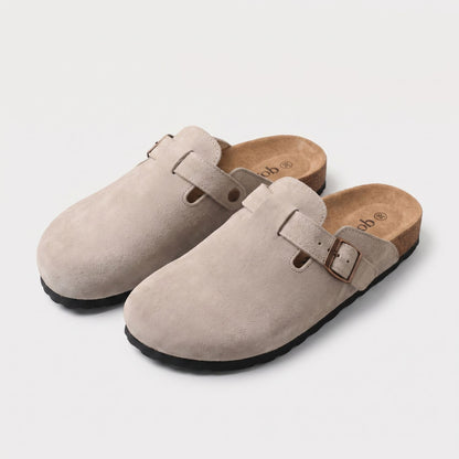 Genuine Suede Buckle Clogs | Revangiol