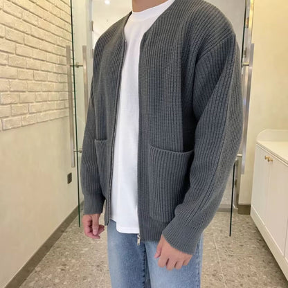 Minimalist Zip Knit Cardigan | Revangiol