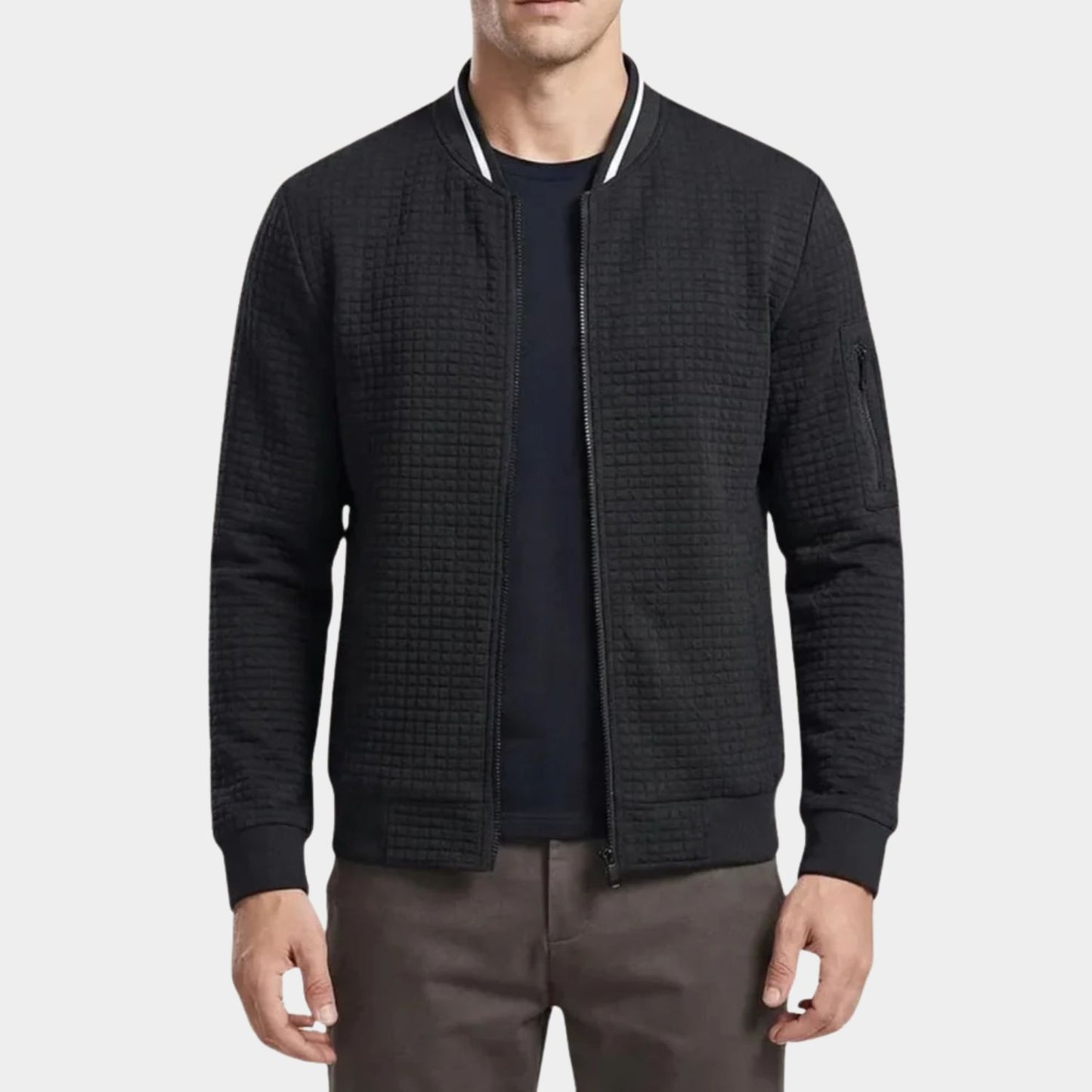 Quilted Zip Knit Cardigan | Revangiol
