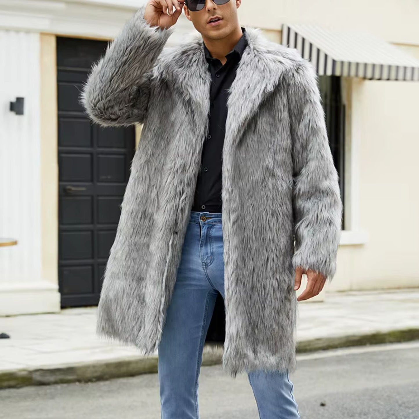 Wide Collar Shaggy Fur Coat | Revangiol