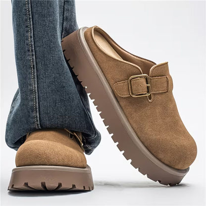 Adjustable Buckle Leather Clogs | Revangiol
