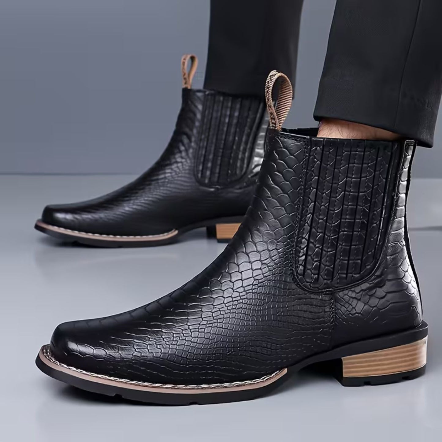 Croc Embossed Dress Boots | Revangiol