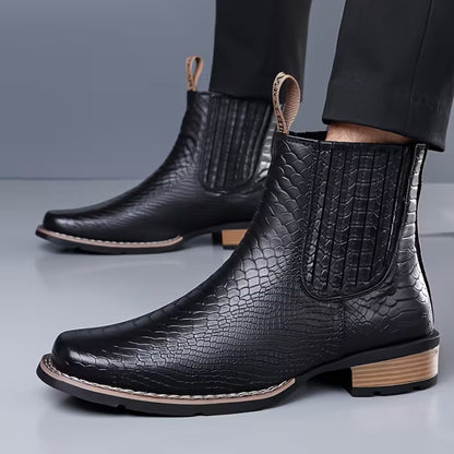 Croc Embossed Dress Boots | Revangiol