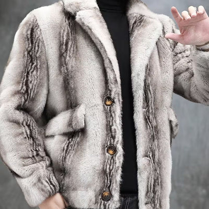 Classic Lapel Faux Fur Jacket | Revangiol