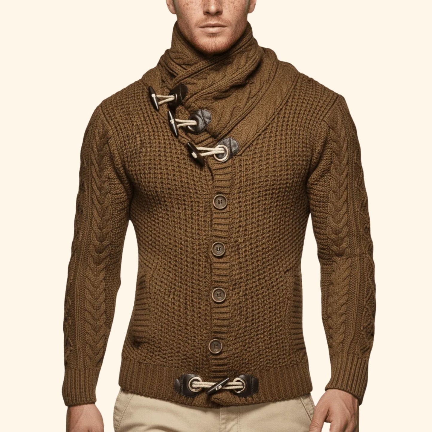 Cable Toggle Knit Cardigan | Revangiol