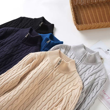 Cable Knit Quarter-Zip Sweater | Revangiol