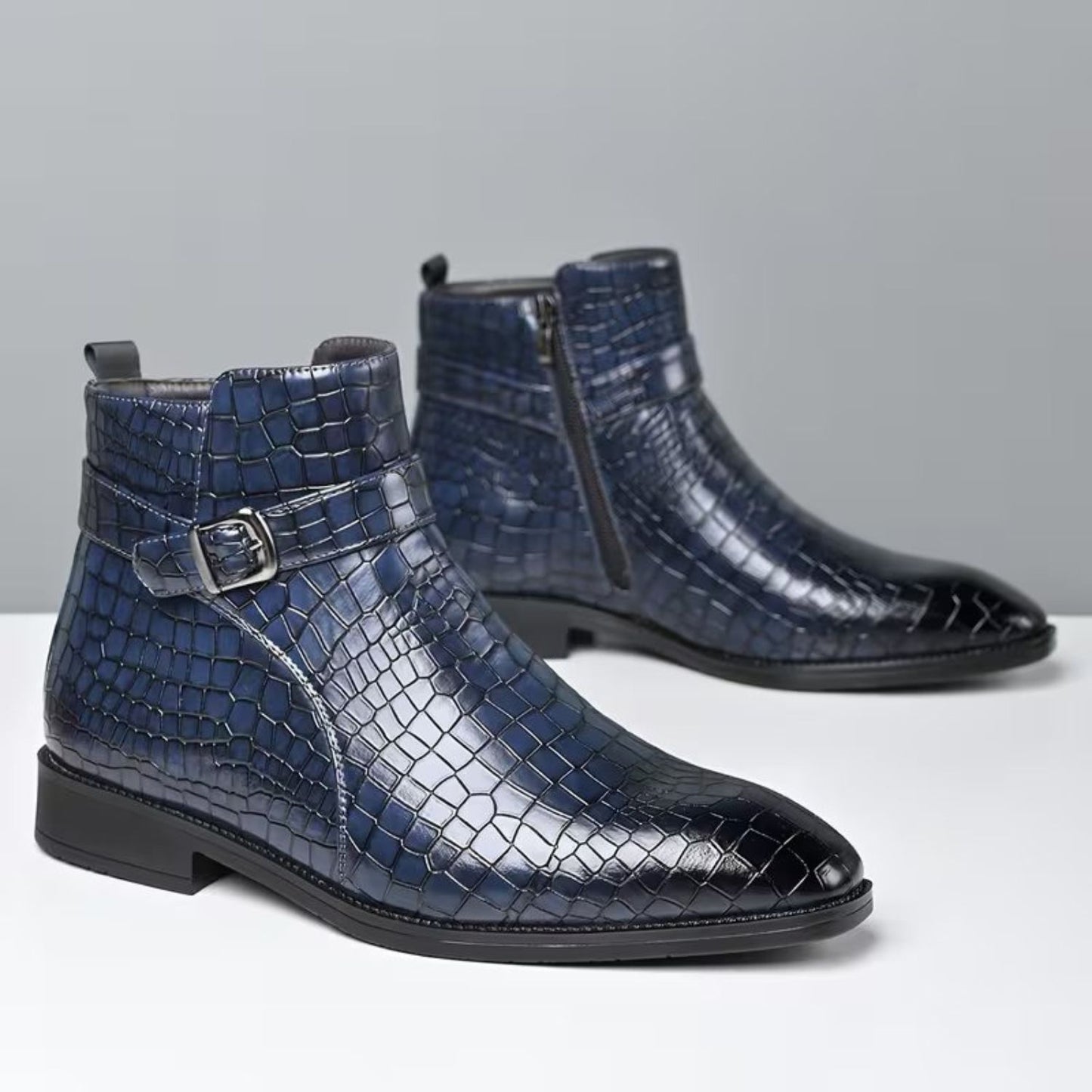 Croc Buckle Dress Boots | Revangiol