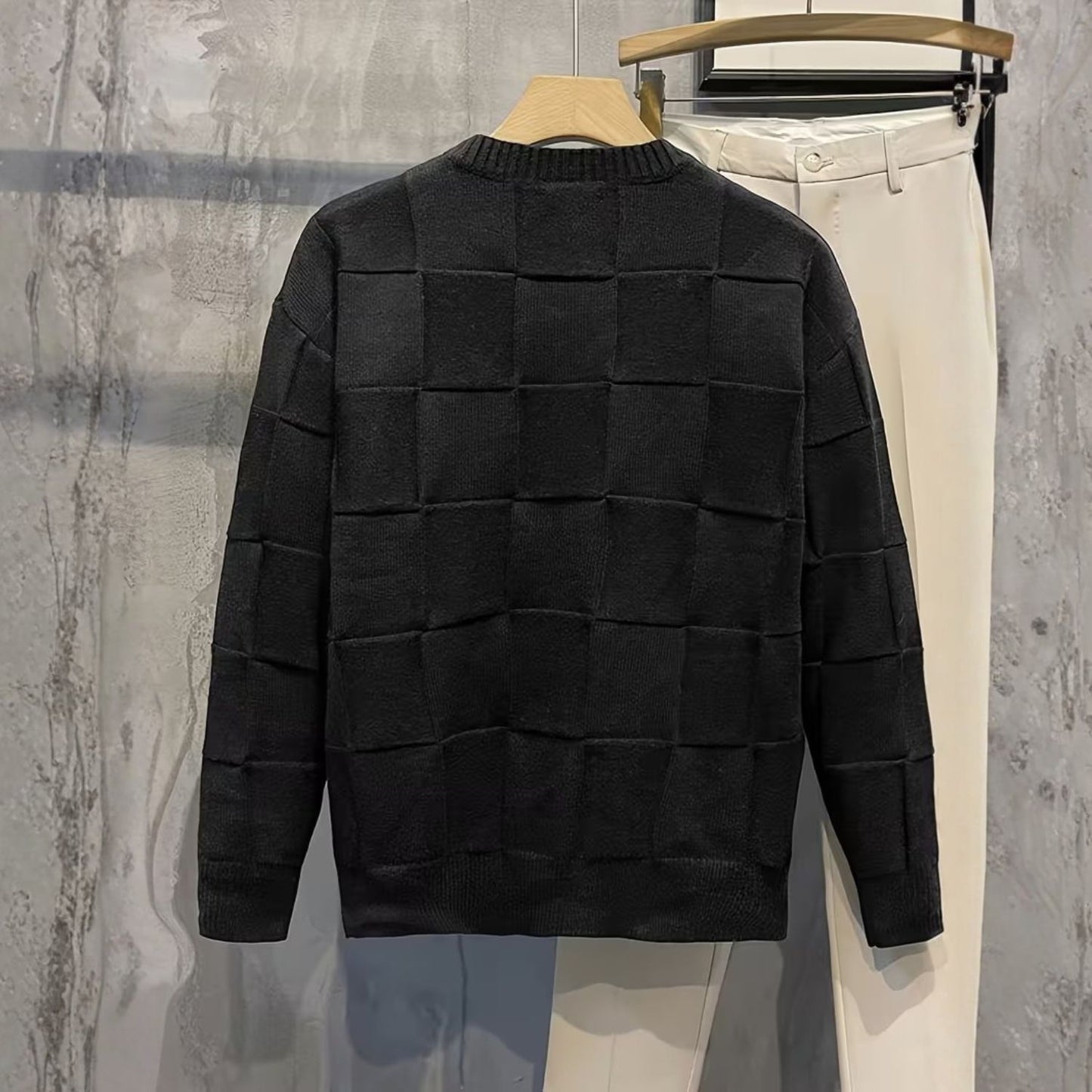 Textured Knit Crew Neck Sweater | Revangiol