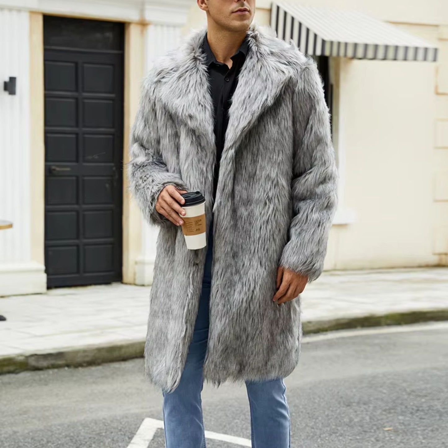 Wide Collar Shaggy Fur Coat | Revangiol