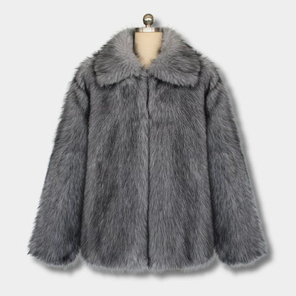 Wide-Lapel Faux Fur Jacket | Revangiol