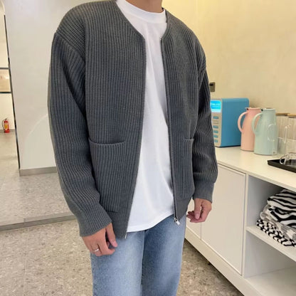 Minimalist Zip Knit Cardigan | Revangiol