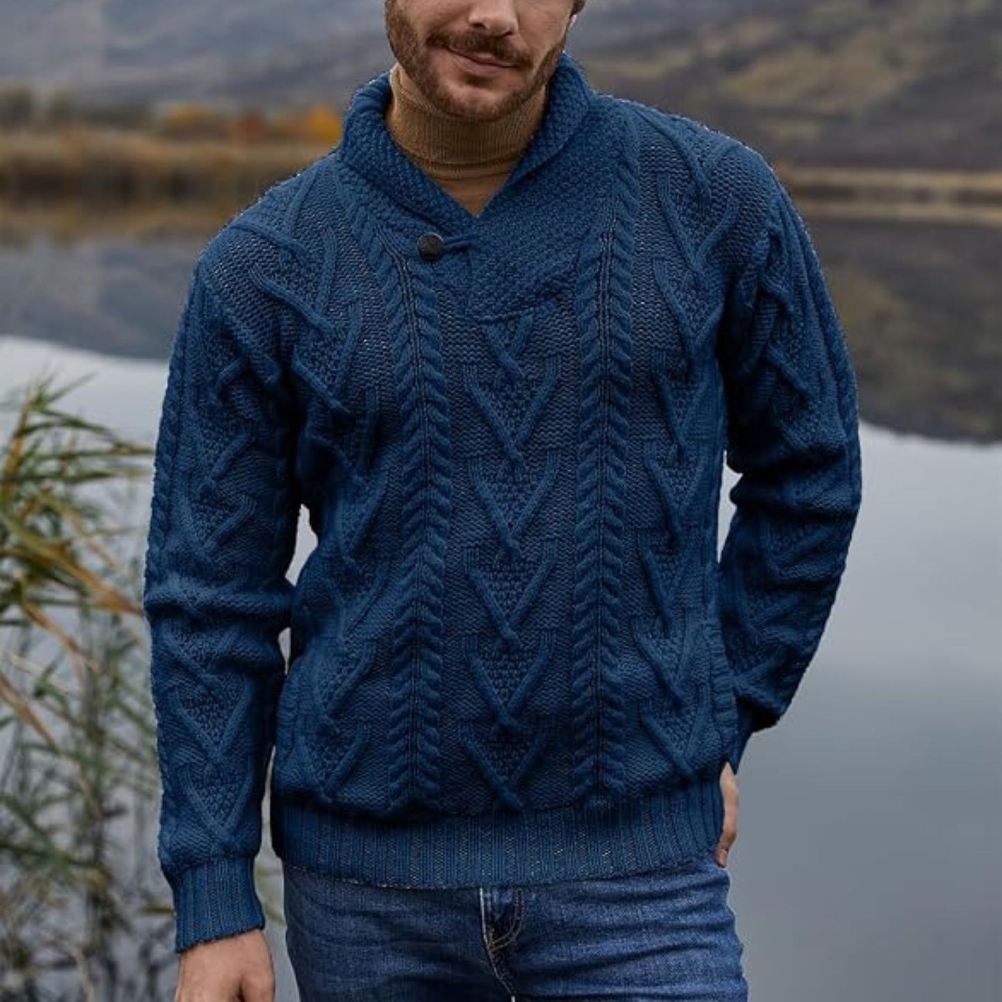 Classic Shawl Collar Knit Sweater | Revangiol