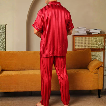 Jacquard Stripe Lapel Pajama Set | Revangiol
