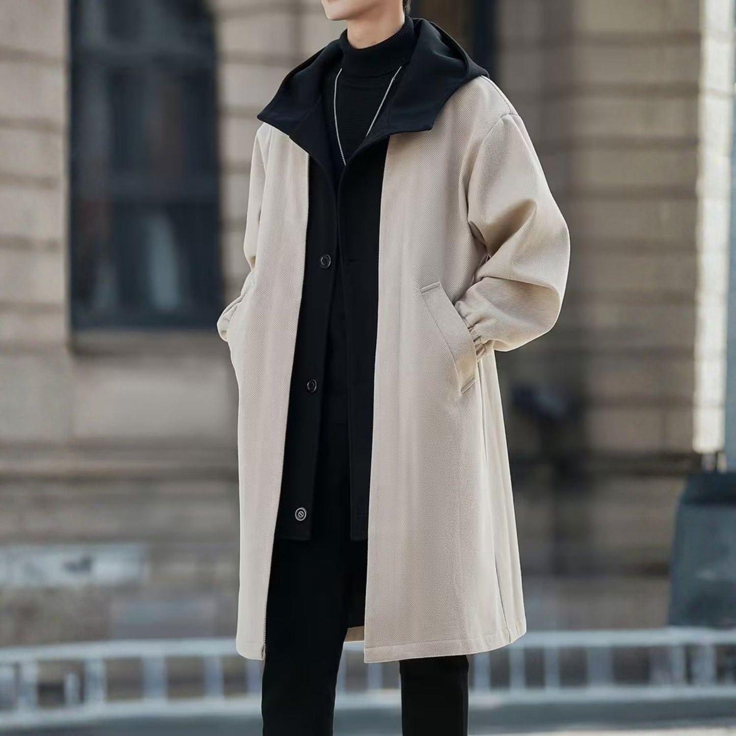Color Block Hooded Over Coat | Revangiol