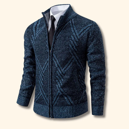 Geometric Zip Knit Cardigan | Revangiol