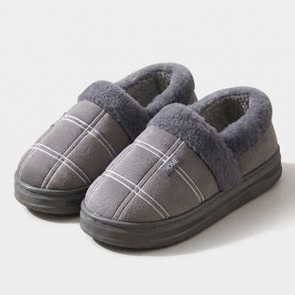 Plaid Fleece Slip-On Slippers | Revangiol