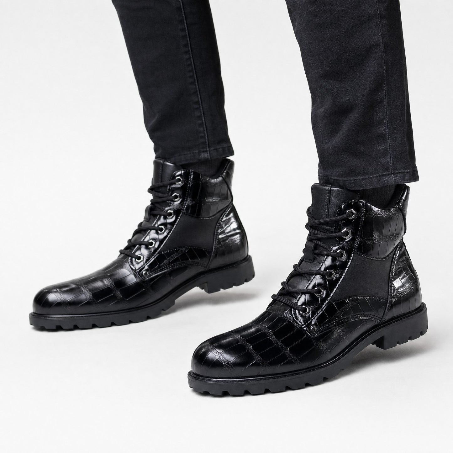 Embossed Combat Ankle Boots | Revangiol