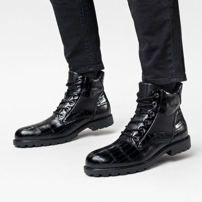 Embossed Combat Ankle Boots | Revangiol