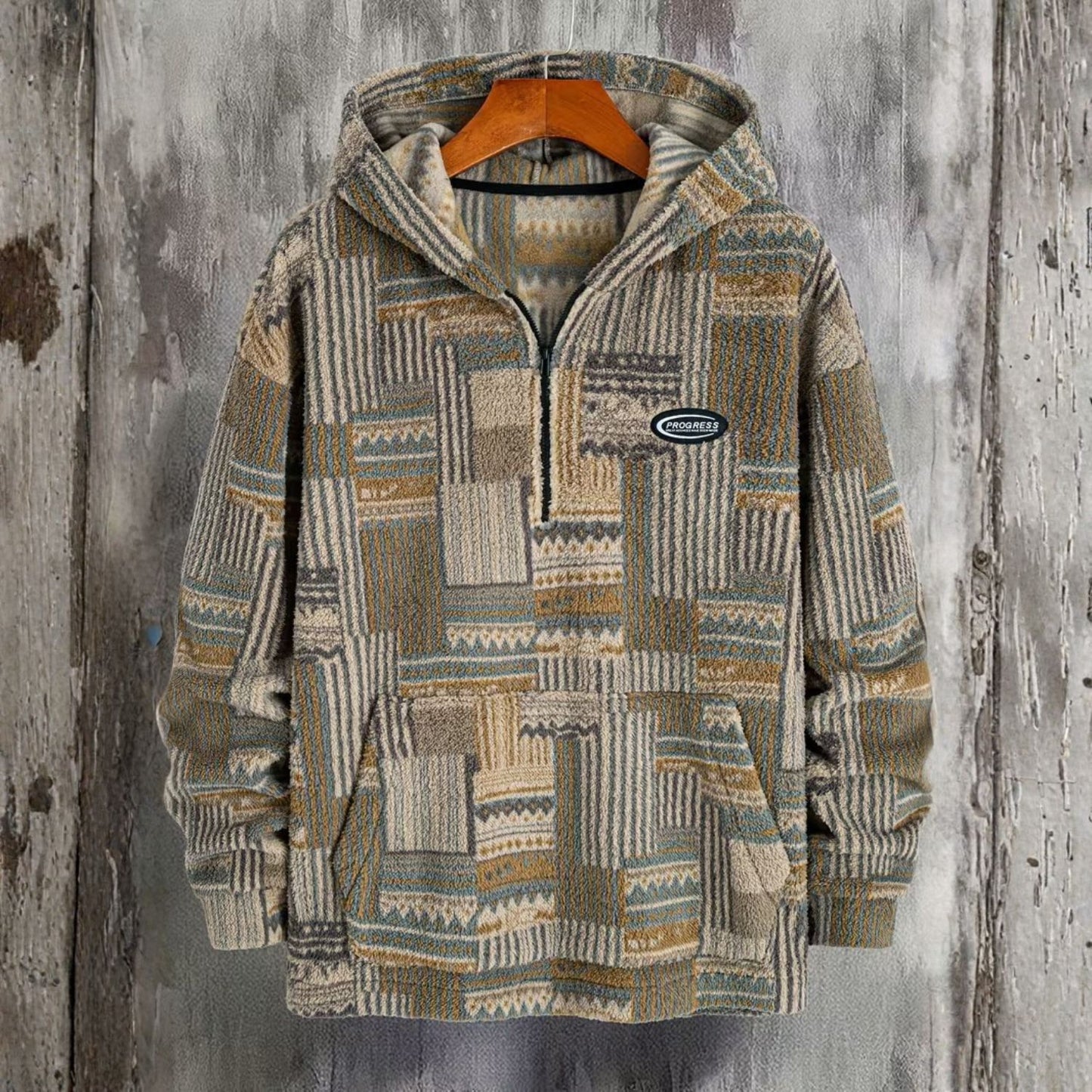 Patchwork Sherpa Half Zip Hoodie | Revangiol