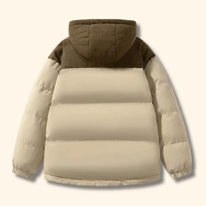 Corduroy Hooded Puffer Jacket | Revangiol