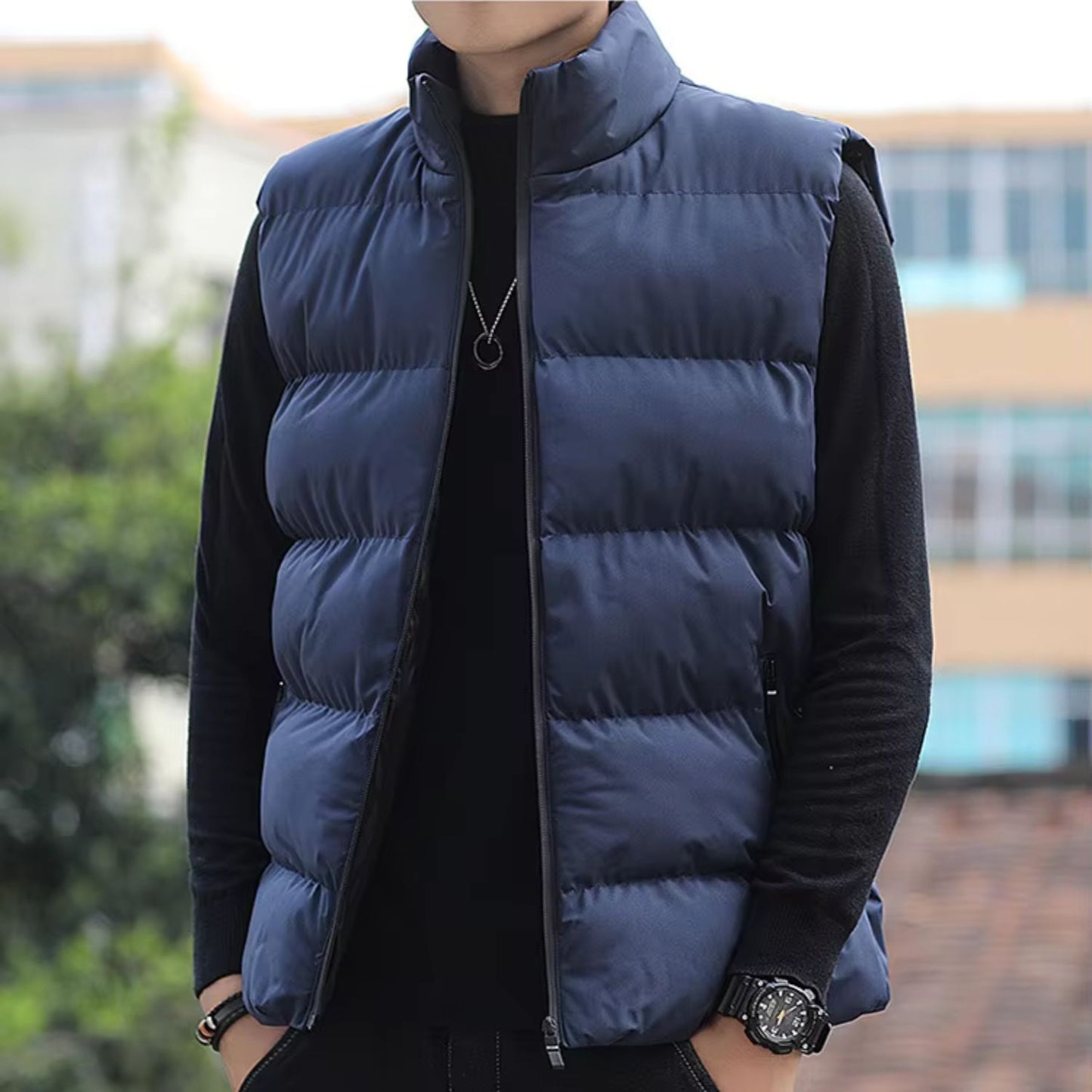 Quilted Zip-Up Puffer Vest | Revangiol