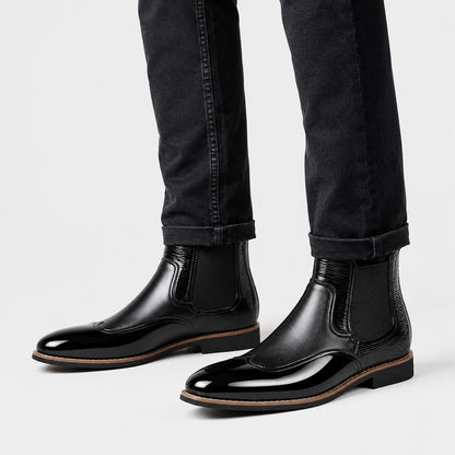 Glossy Leather Chelsea Boots | Revangiol