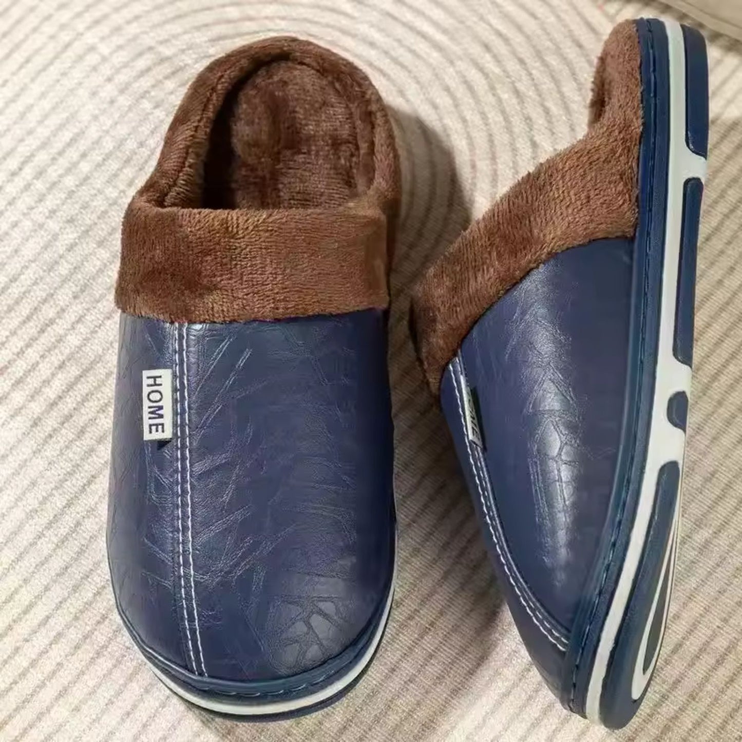 Faux Leather Warm Home Slippers | Revangiol